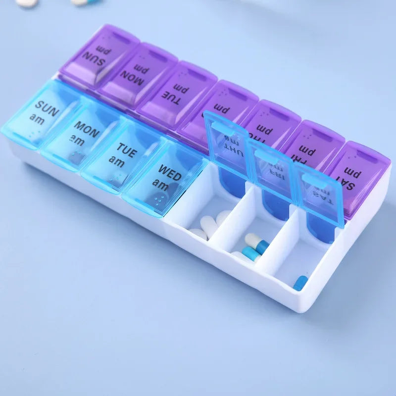 Weekly Travel Pill Organizer For Daily Medicine And Vitamin Storage