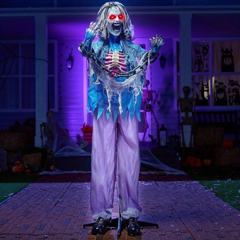 Joyfy Animatronic Standing Zombie Halloween Prop With Light And Sound