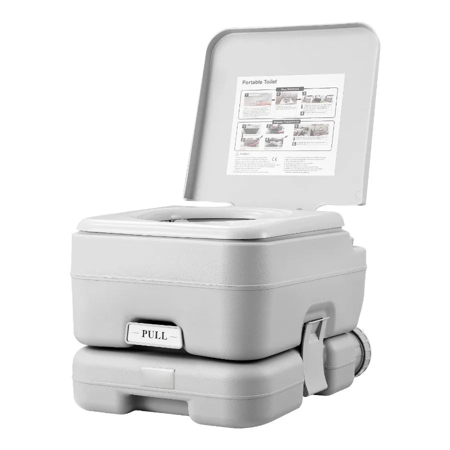 Portable Camping Toilet With Pressurized Flush And Carry Bag
