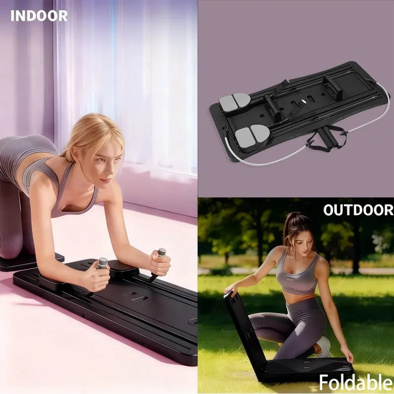 Foldable Pilates Board With Resistance Handles And Balance Training