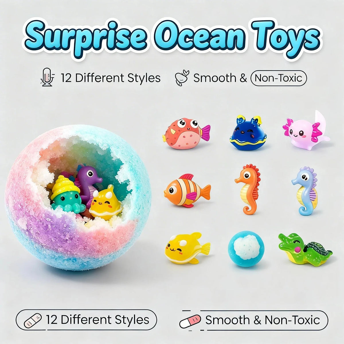 Premium Kids Bath Fizzy Balls With Surprise Toy Gift Set