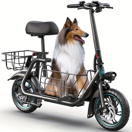 Gyroor Foldable Electric Scooter With Basket For Adult Riders