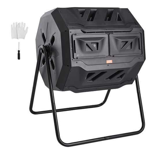 SucceBuy Dual Chamber Tumbling Composter Bin For Home Gardens