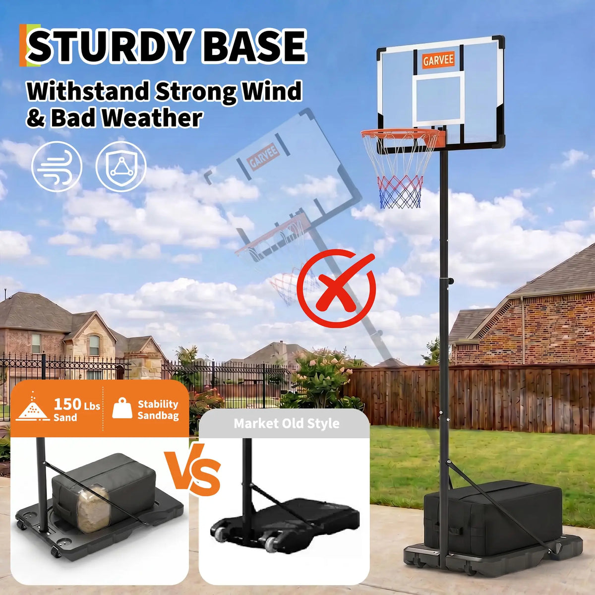 HiMISS Portable Adjustable Basketball Hoop With Backboard Net