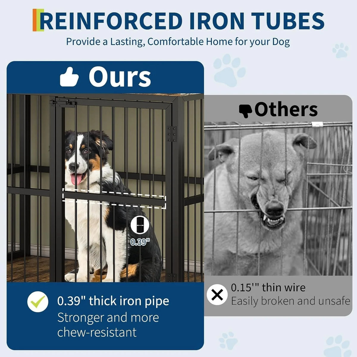 Sturdy Wooden Double Dog Crate Furniture With Divider and Storage