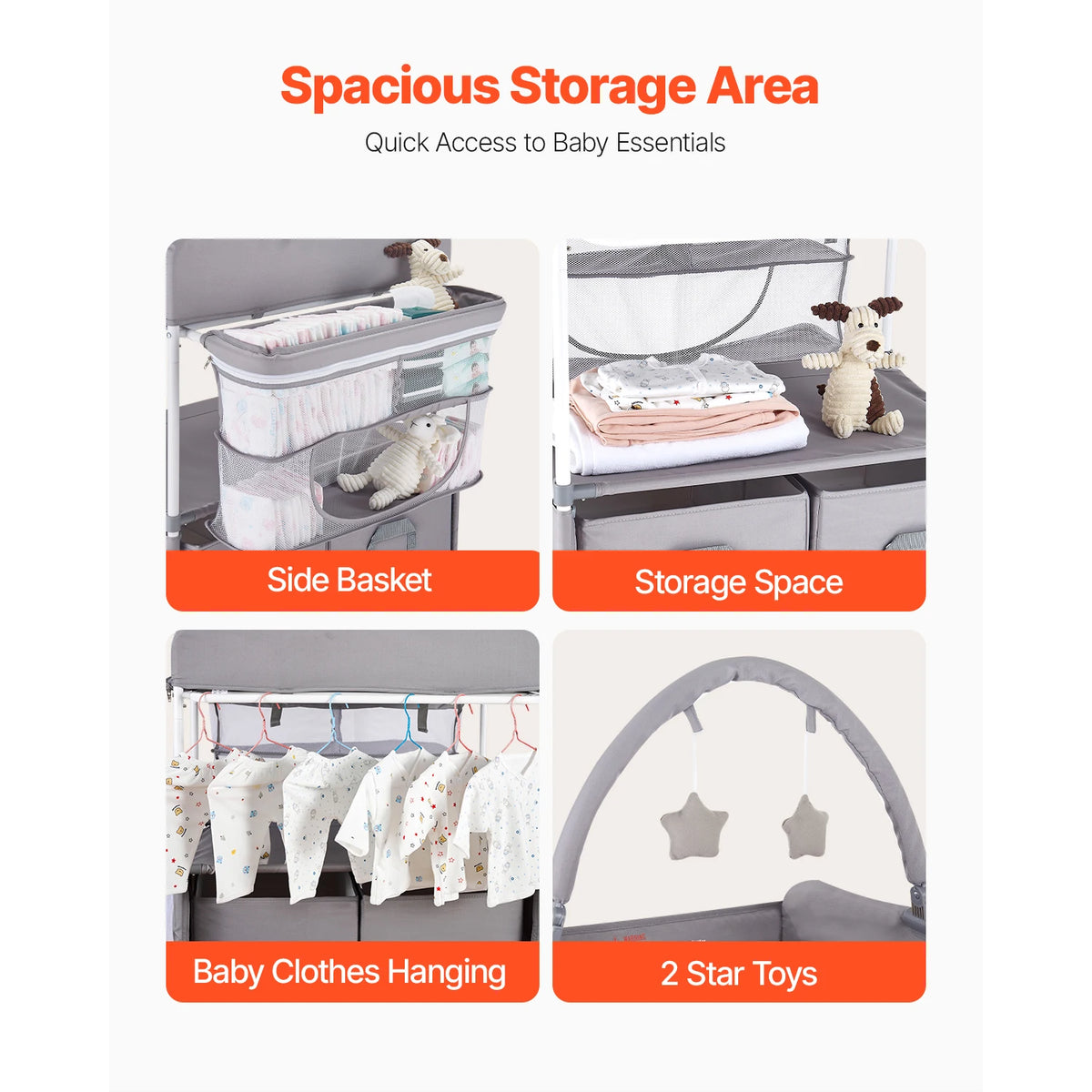 Succebuy Foldable Baby Changing Table With Adjustable Height Storage Drawers