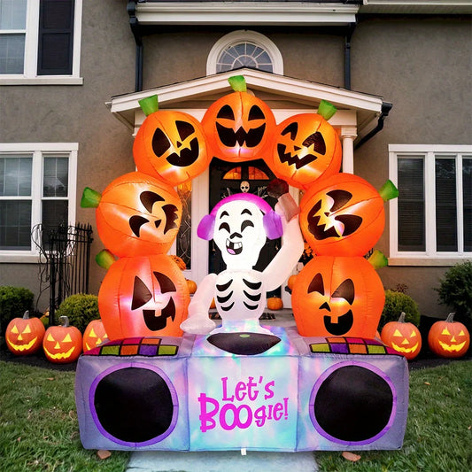 Joyfy Skeleton Pumpkin Inflatable Outdoor Halloween Decoration With Music