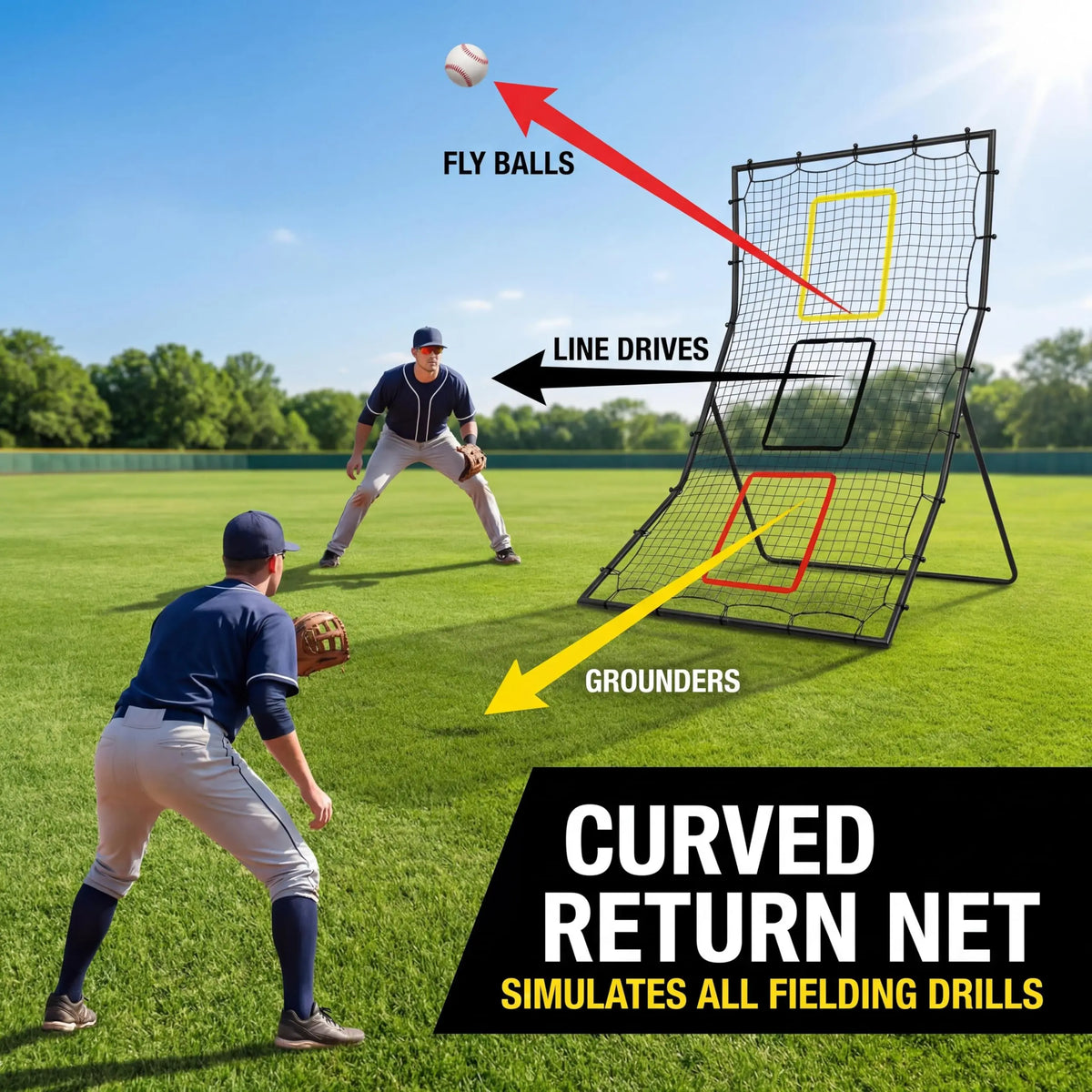 HiMiss Softball Back Net Rebounder For Pitching And Fielding Practice