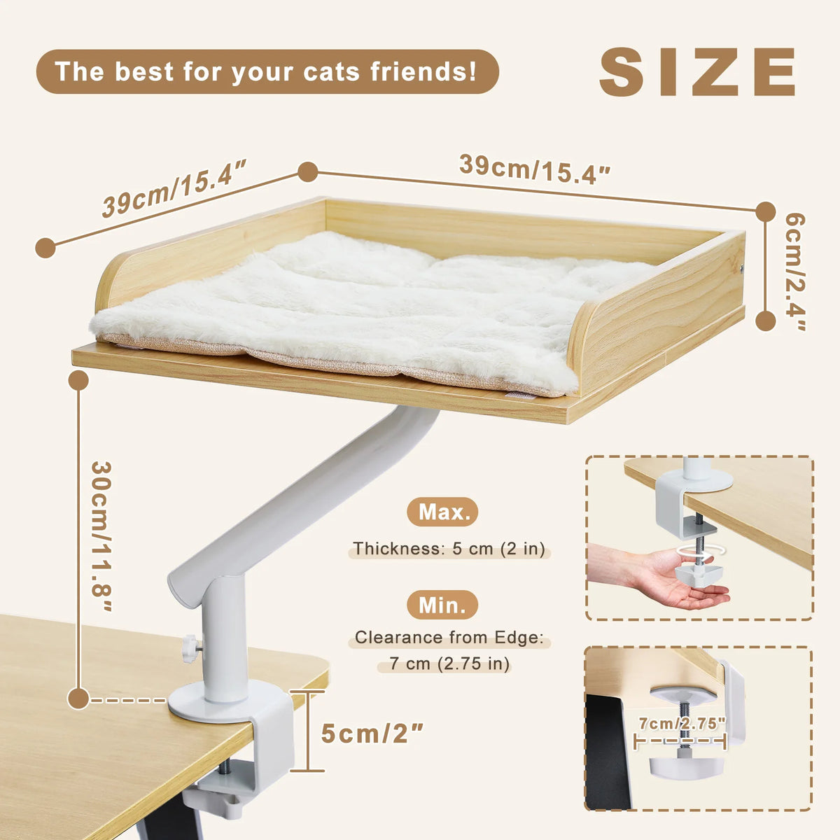 PAWZ Road Cat Desk Bed Adjustable Rotatable Plush Hammock