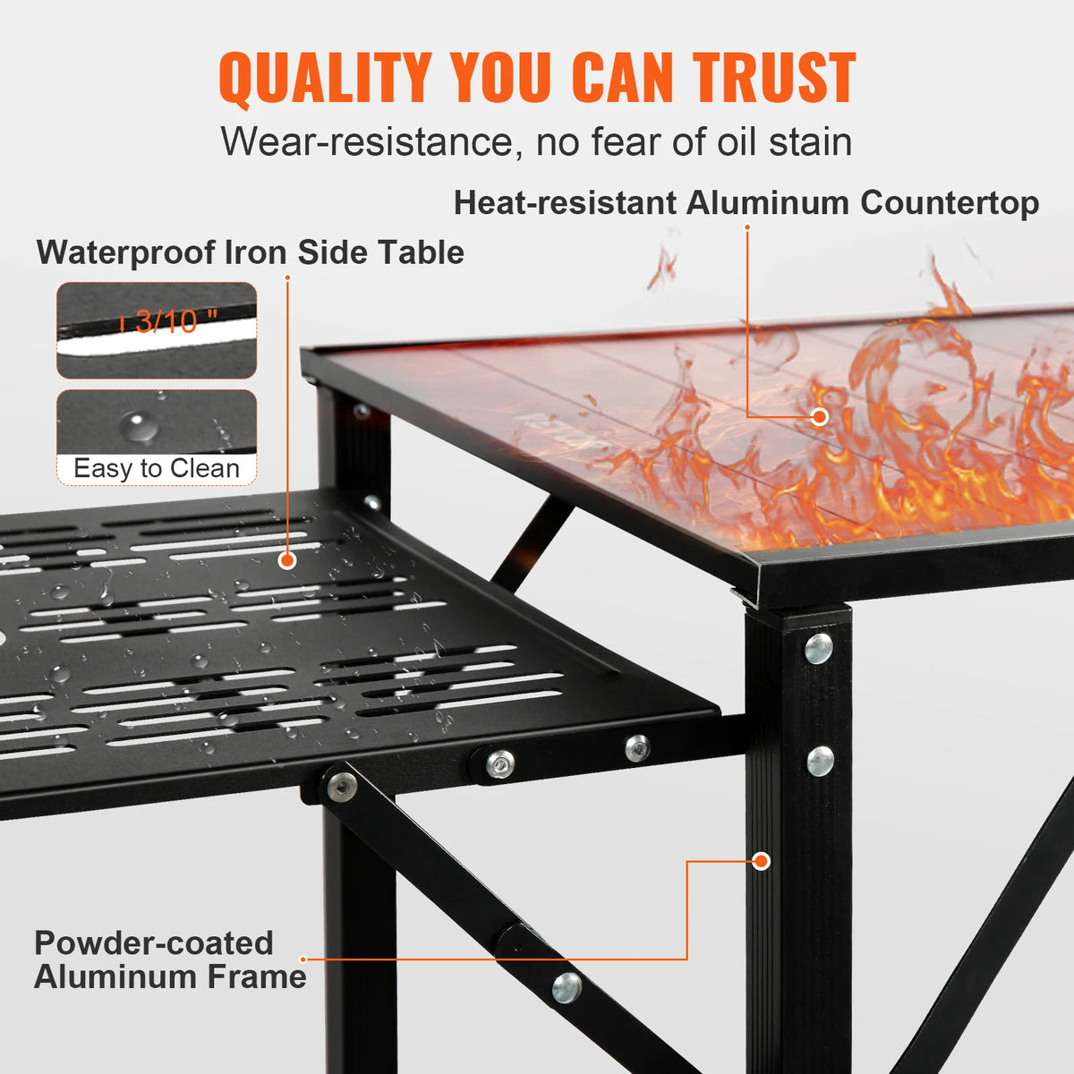 SucceBuy Portable Camping Kitchen Table With Sink For Outdoor Cooking