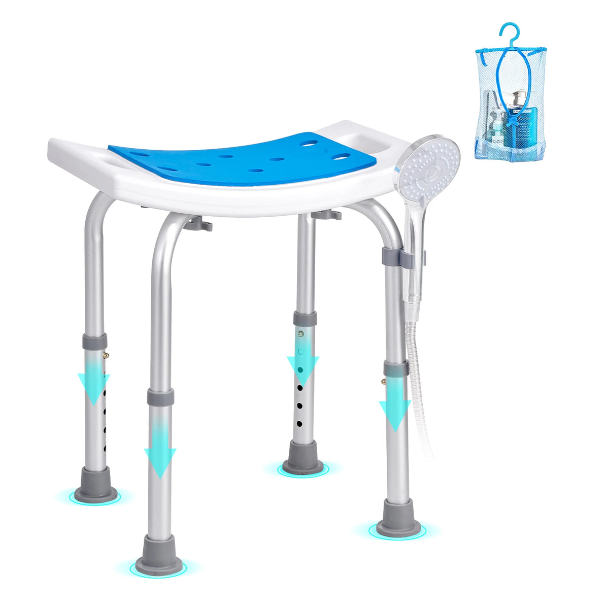 SucceBuy Adjustable Shower Chair With Built In Handles For Bathing