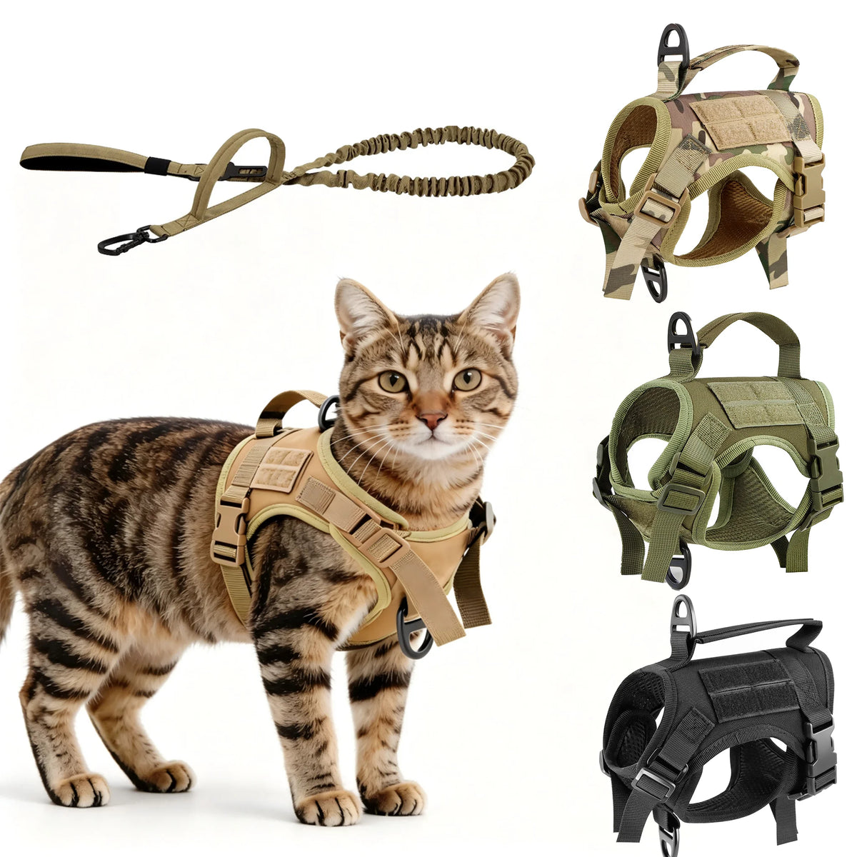 Petavel Tactical Cat Harness Vest With Handle And Leash Set