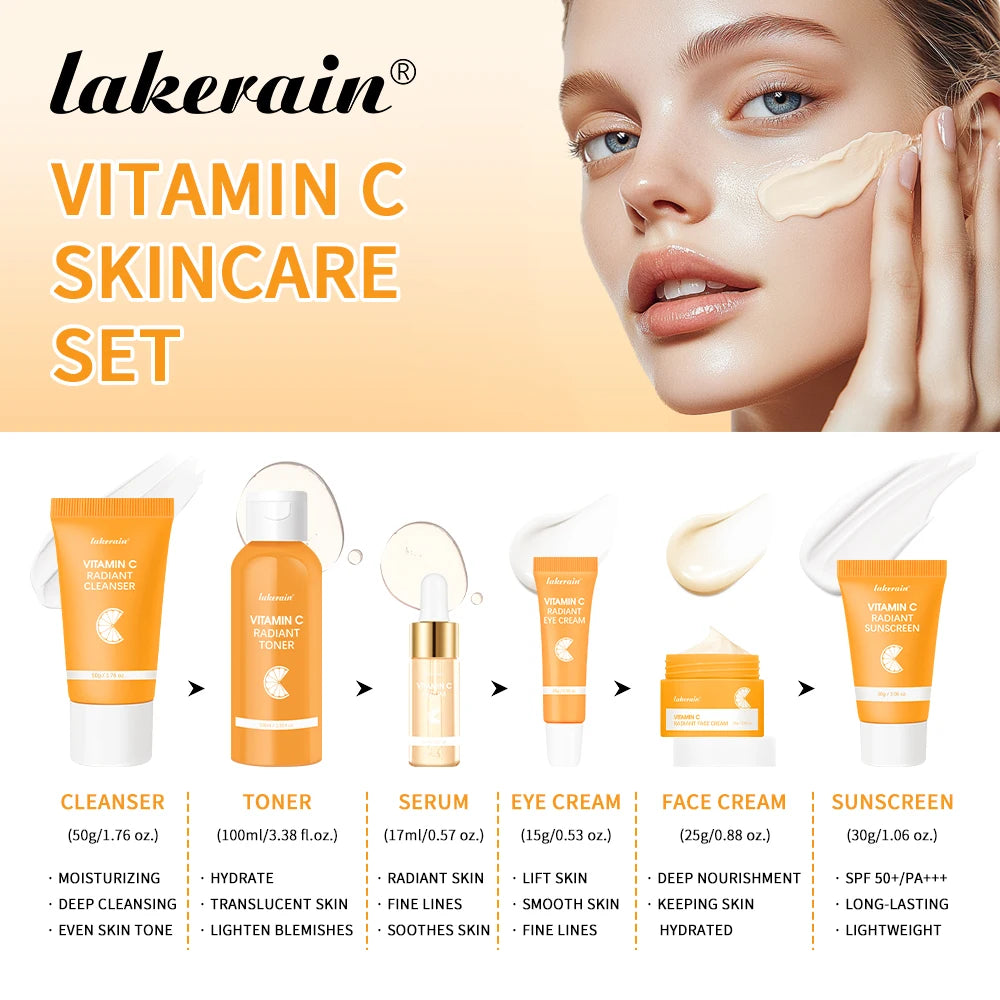 Lakerain Vitamin C Brightening Skin Care Set With Serum Kit