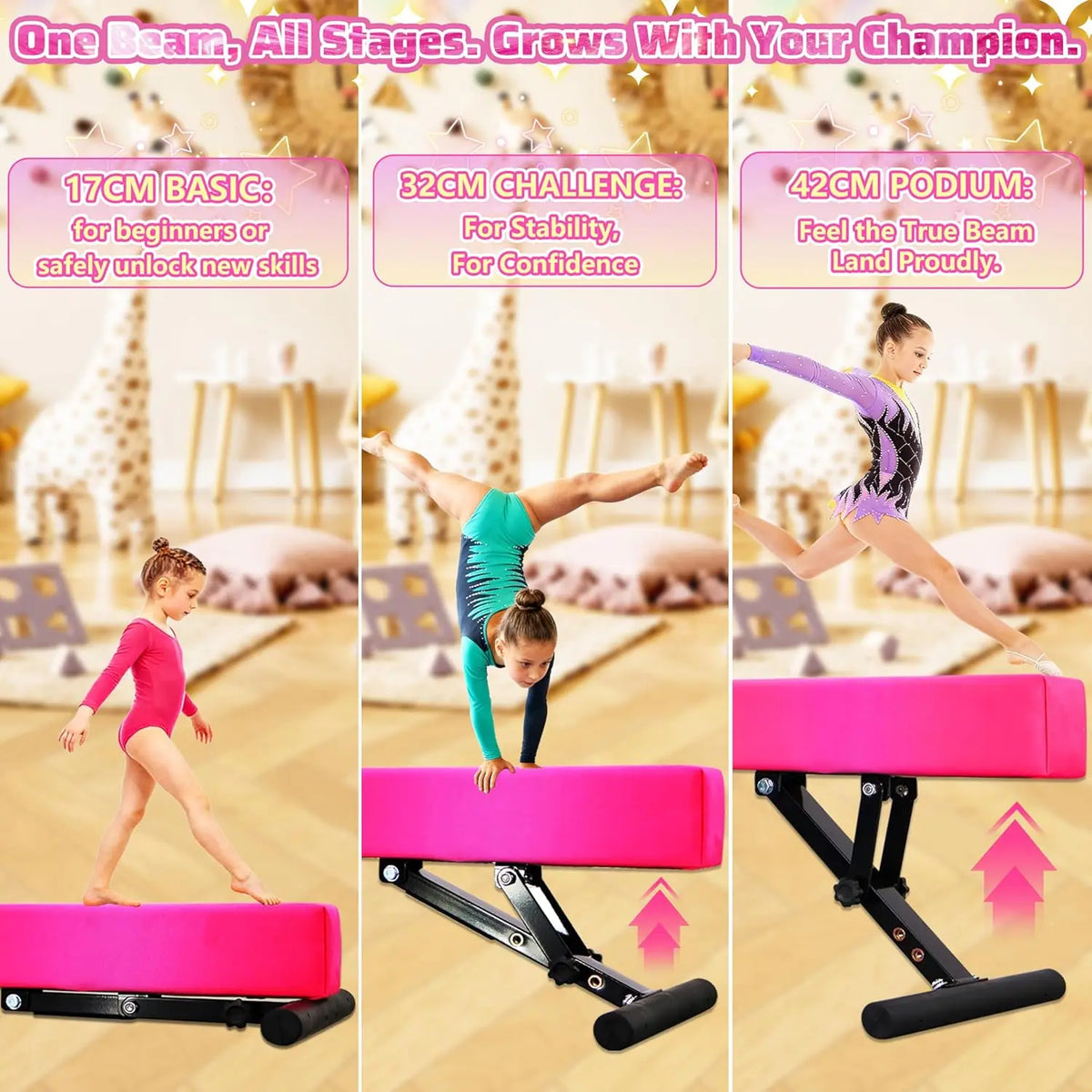 Ytyin Adjustable Kids Gymnastics Floor Balance Beam Training Equipment