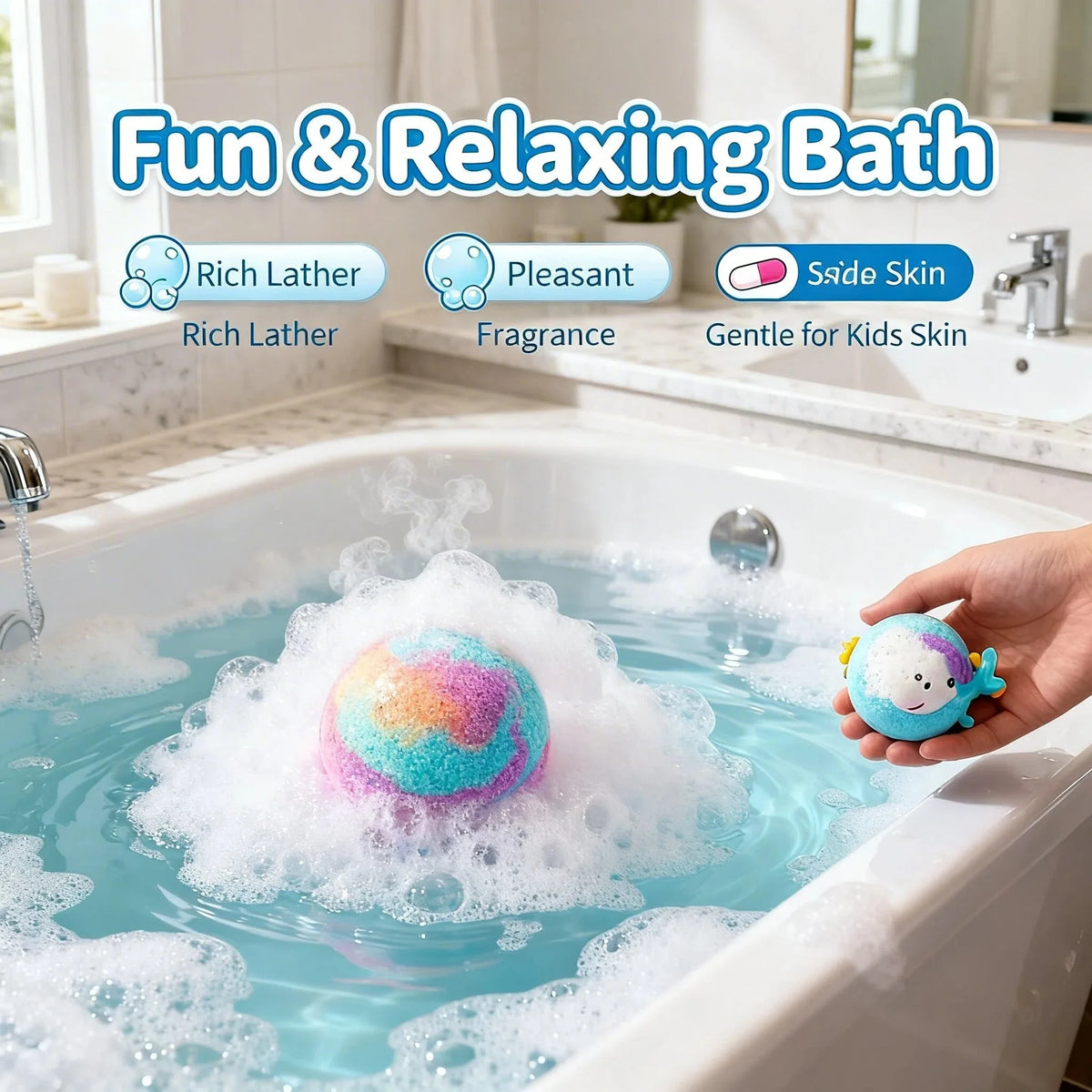 Premium Kids Bath Fizzy Balls With Surprise Toy Gift Set