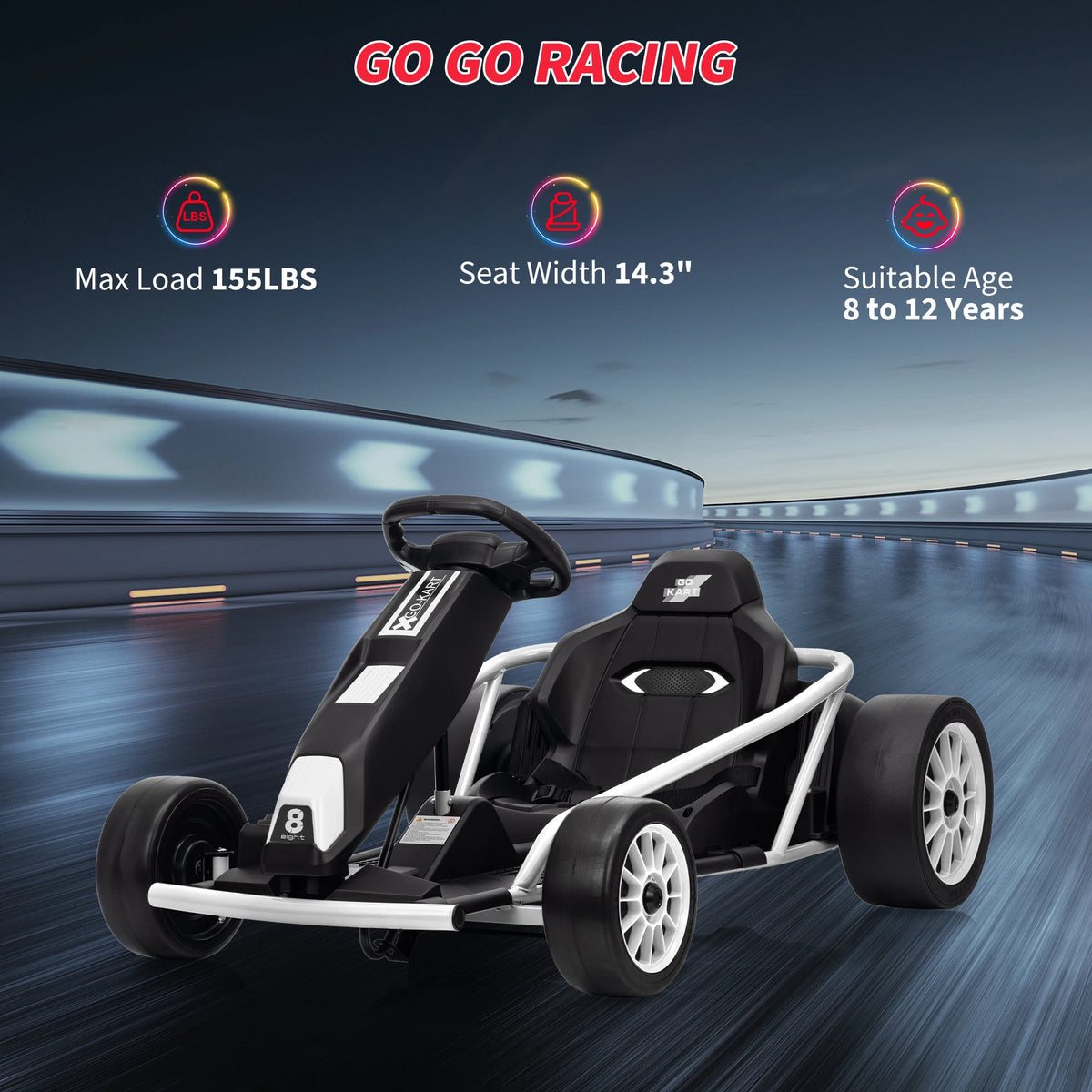 HiMISS 24V Electric Kids Drift Go Kart With Music USB