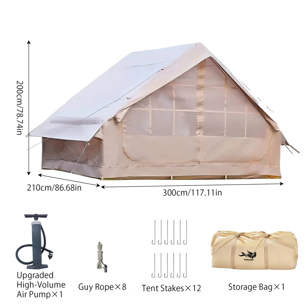 Luxury Inflatable Camping Tent Skylight Air Pump Quick Setup Nylon