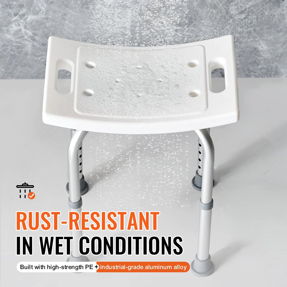 SucceBuy Adjustable Shower Chair With Built In Handles For Bathing