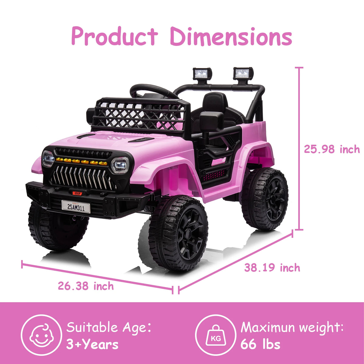 HiMiss Kids Electric Ride On Truck With Remote Control Speakers