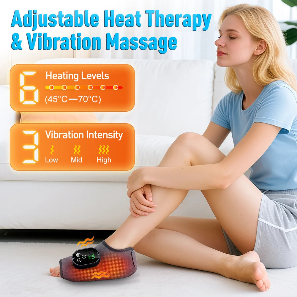 Hailicare Heated Ankle Massager Wrap With Rechargeable Dual Motor