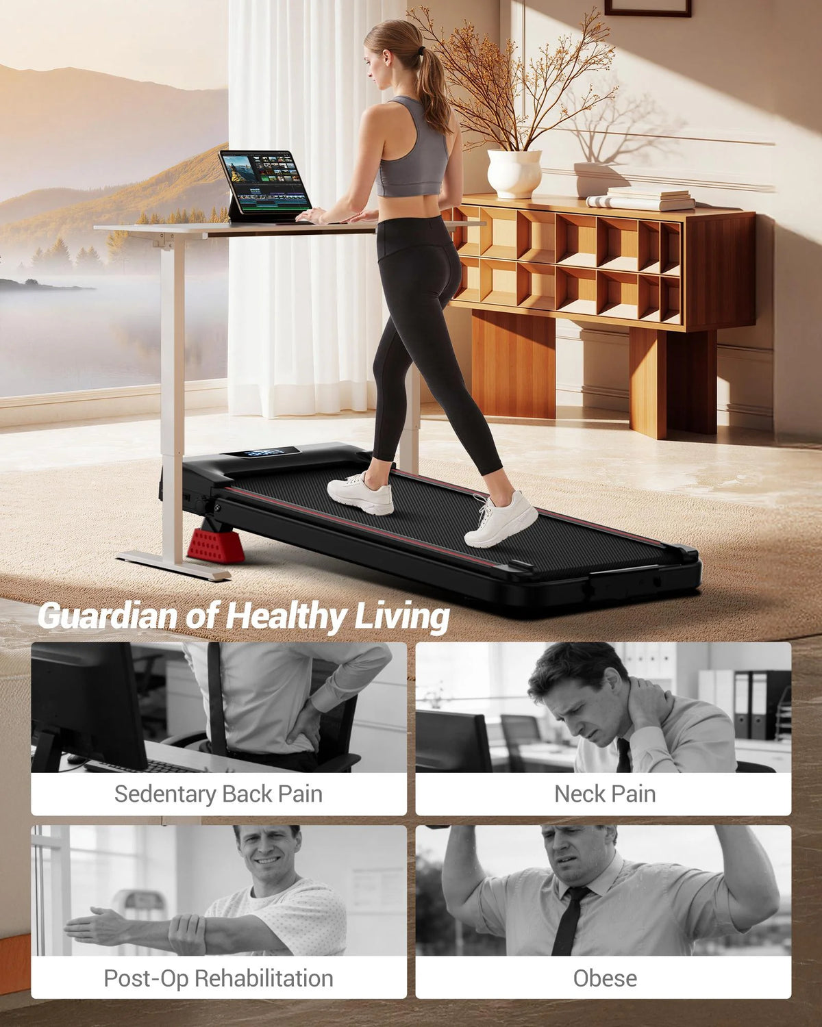 UMAY Folding Treadmill 2-in-1 with 15% Incline, Quiet Motor, Weight Capacity 136 kg, for Home Walking & Running