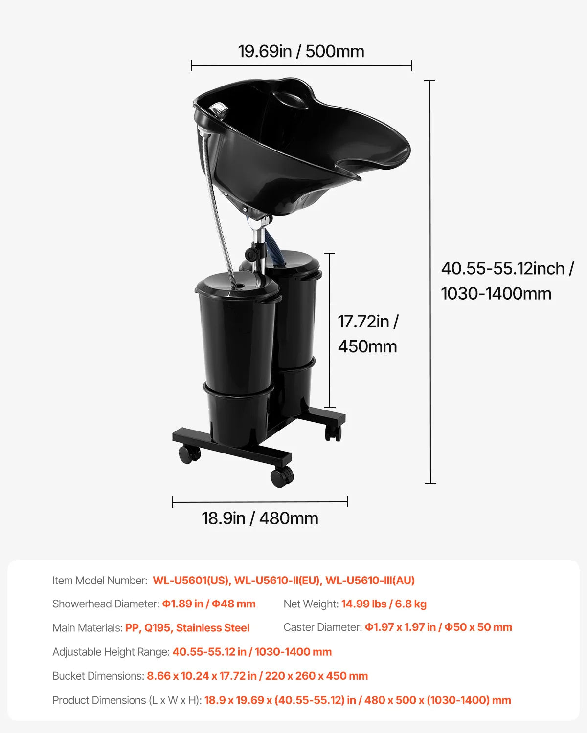 SucceBuy Portable Shampoo Bowl With Electric Pump For Salon Use