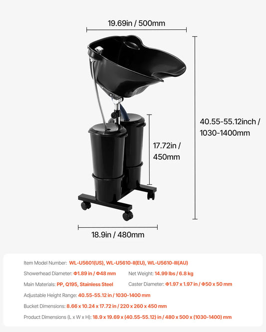 SucceBuy Portable Shampoo Bowl With Electric Pump For Salon Use