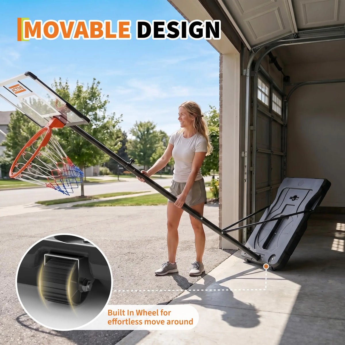 HiMISS Portable Adjustable Basketball Hoop With Backboard Net