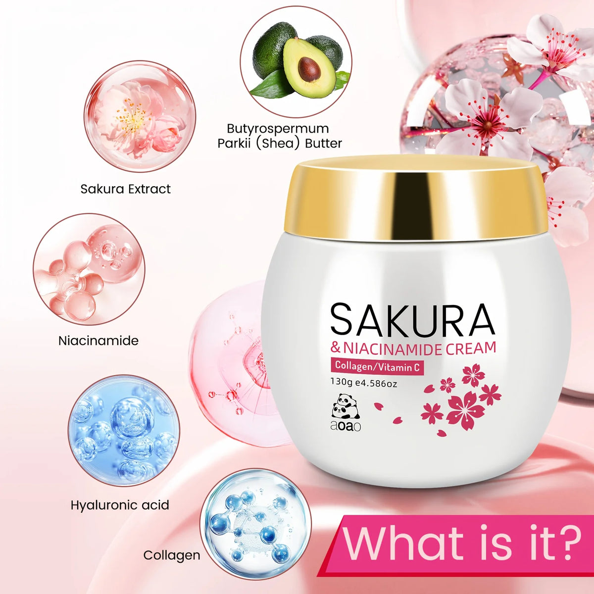 Aoao Sakura Face Cream Collagen Niacinamide Moisturizer For Dry Skin
