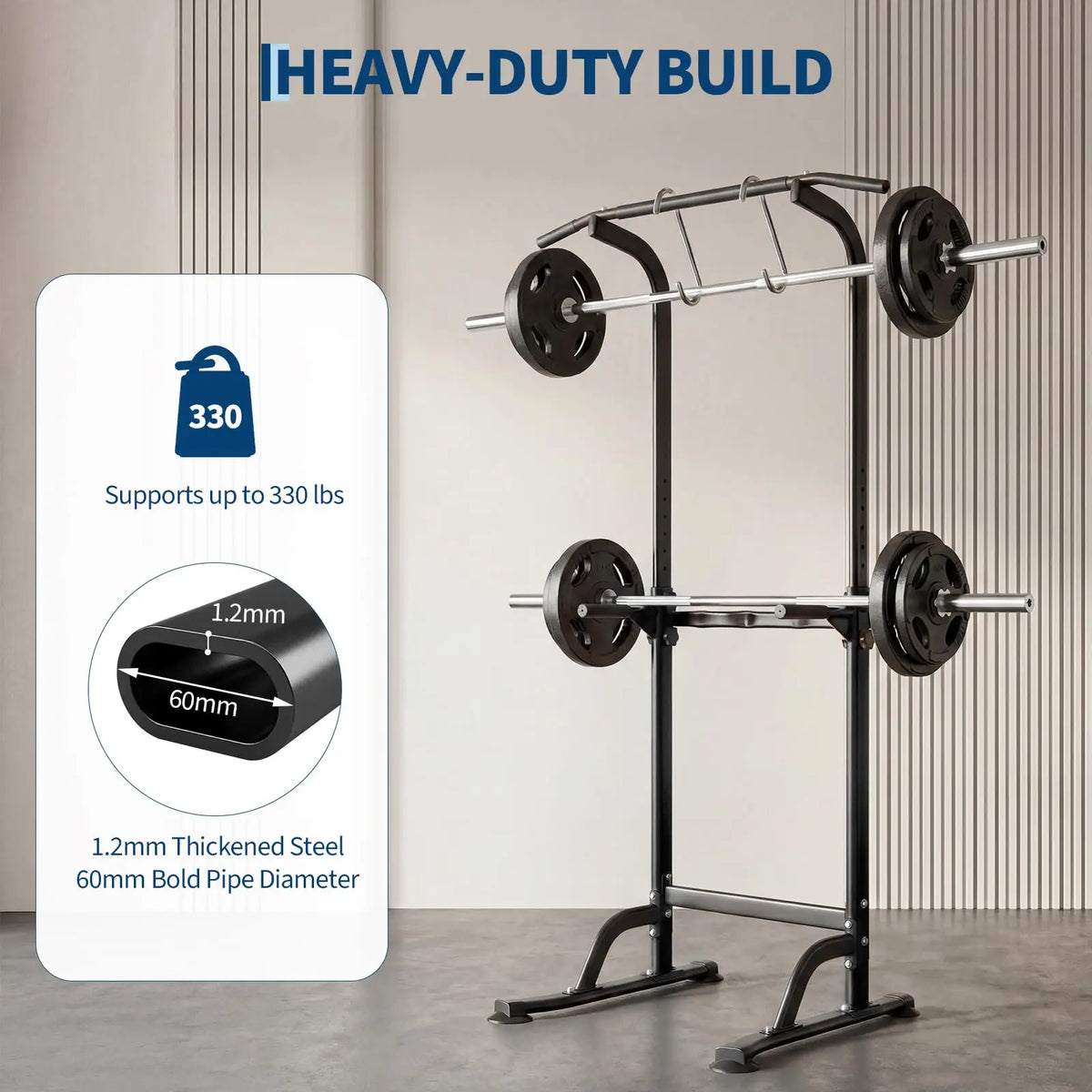 HiMISS Adjustable Multi Function Power Tower Dip Station Gym