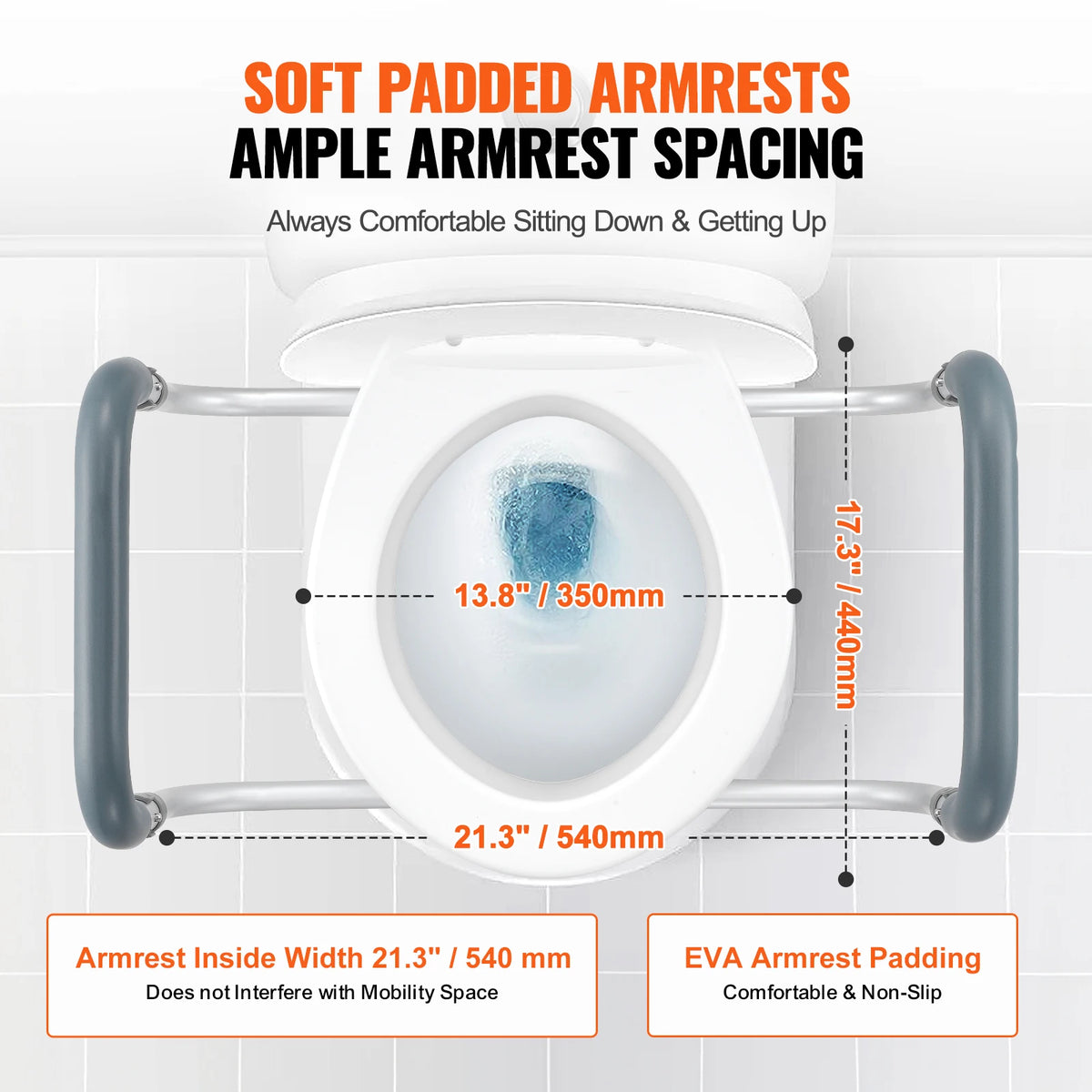 SucceBuy Aluminum Raised Toilet Seat With Handles Easy Bathroom Sitting