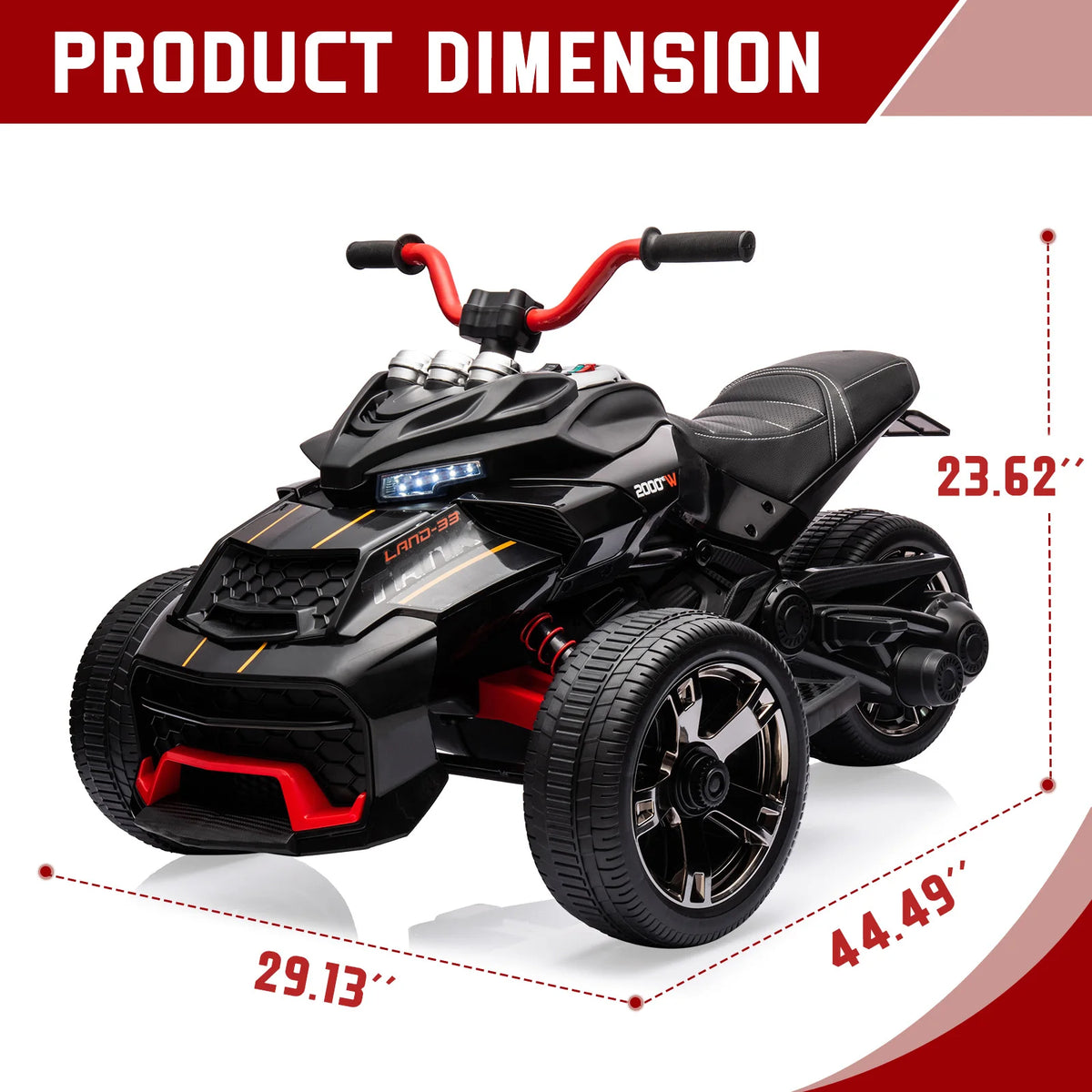 HiMISS 12V Kids Electric Ride On ATV With Stereo Sound