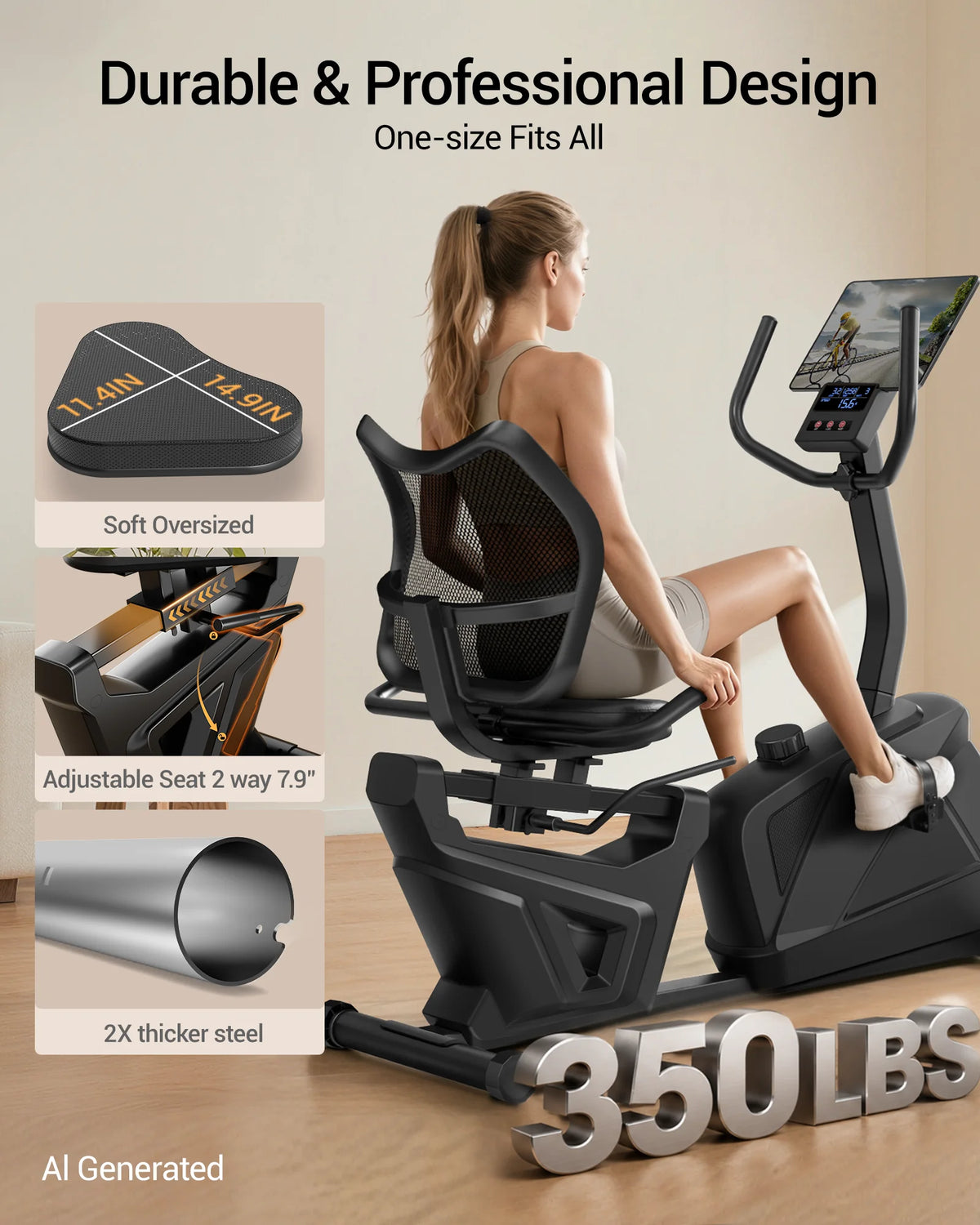 Umay Magnetic Recumbent Stationary Bike For Home Fitness