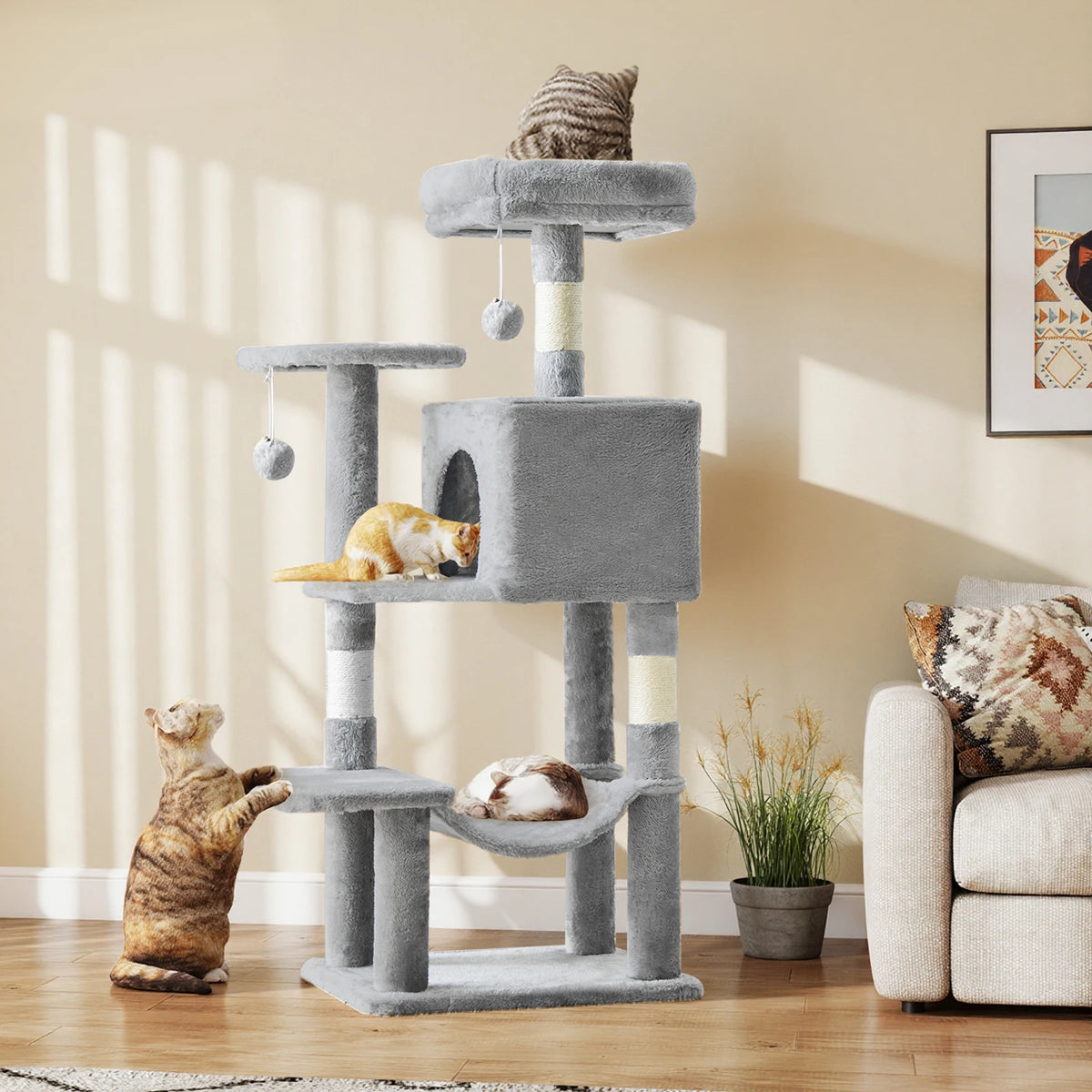JHK Multifunctional Cat Tree With Natural Sisal Scratching Posts