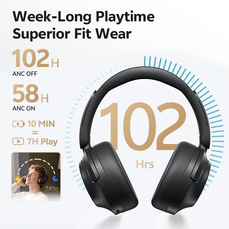 QCY H3S Wireless Over-Ear Headphones Hi-Res LDAC Spatial Sound ANC