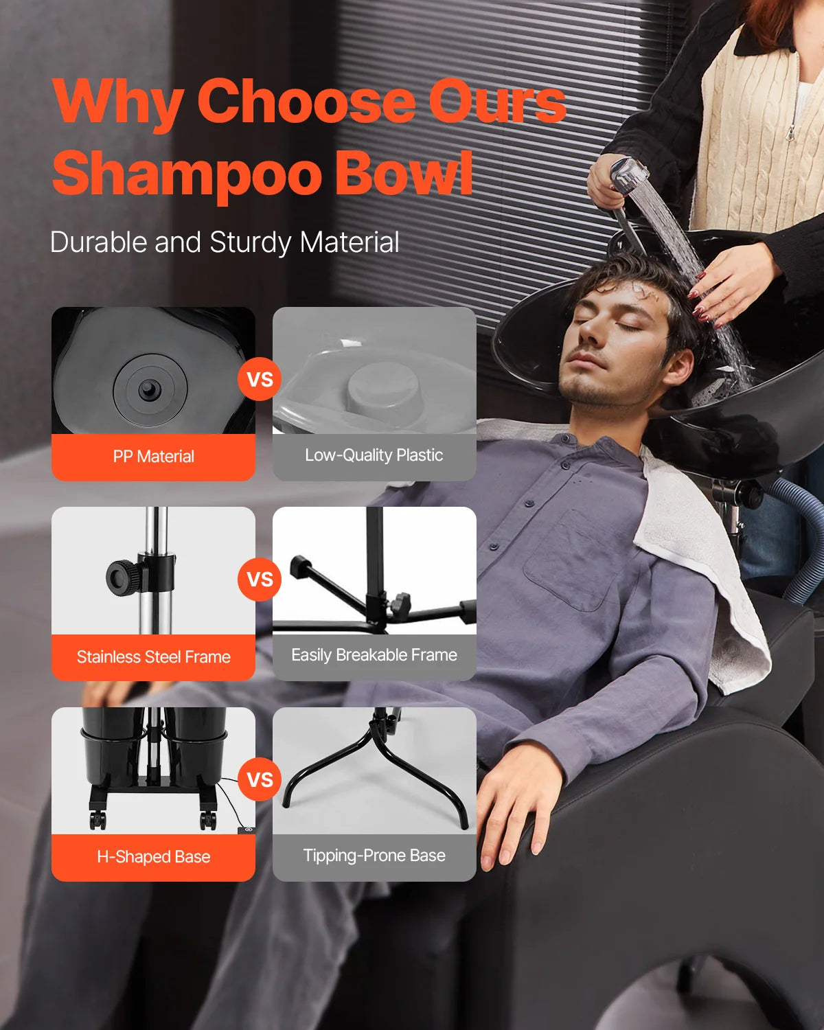 SucceBuy Portable Shampoo Bowl With Electric Pump For Salon Use