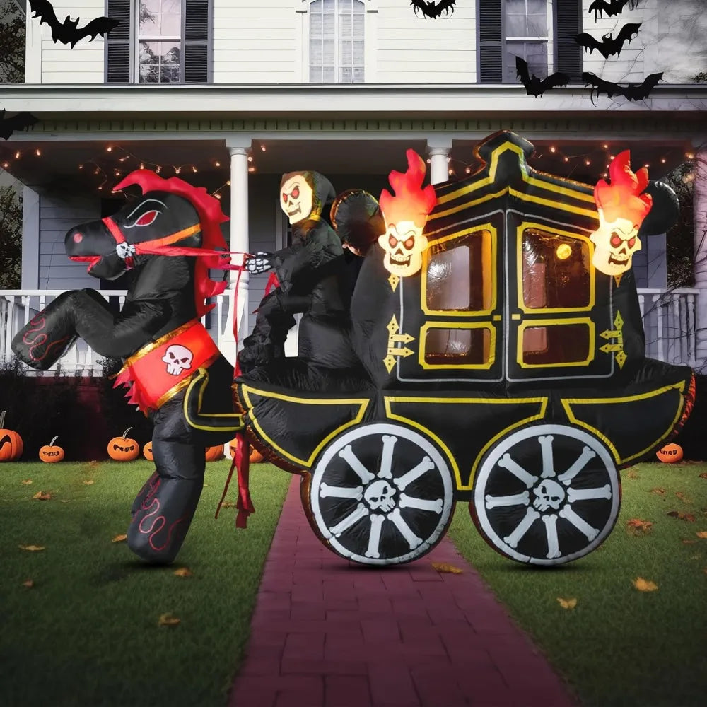 Joyfy Halloween Inflatable Carriage With Led Lights For Yard