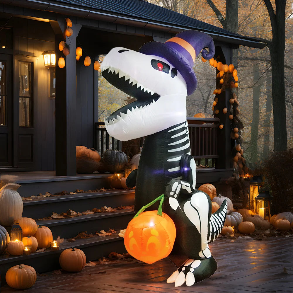 Joyfy Inflatable Skeleton Dinosaur Halloween Yard Decoration